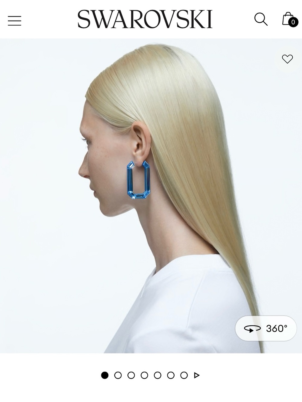 Swarovski Lucent Blue Crystal Hoop Earrings - Picture 2 of 9